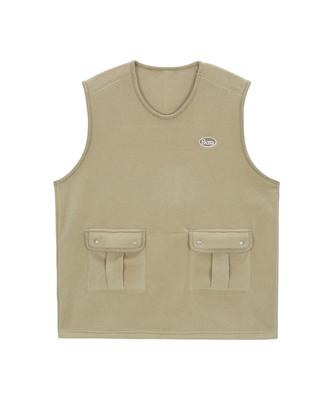 Divine Distance Out-Pocket Fleece Vest [Beige]