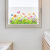 Simple and Fresh Grass, Flowers, Butterflies. Outdoor Balcony. Glass Windows. Window Stickers for Beautification.