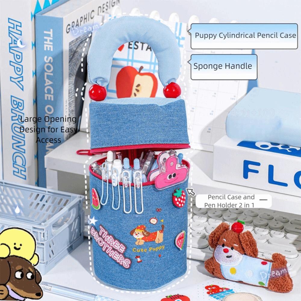 Puppy Pattern Pencil Storage Bag INS Makeup Brush Storage Bucket  School Office Supplies
