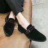 2025 Britischer Stil schlichte Business-Schuhe Herren Leder mattiert Flip Fell Slipper Slipper spitz Erbsen Freizeitschuhe