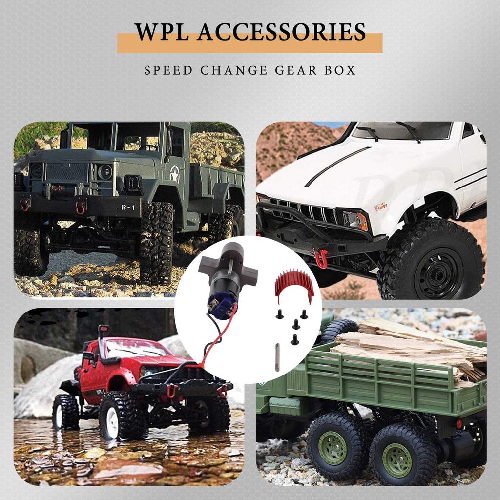 A71Z 370 Brushed Motor+Alloy Heat Sink Gear Box Set With Steel Gears For WPL Henglong C14 C24 B14 B24 B16 B36 4X4 6X6 Upgraded P