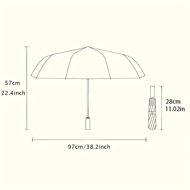 Folding Umbrella with Central Pattern, Rotating Ring & Contrast Black & Stripes - Compact Travel Umbrella for Backpacks, Perfe