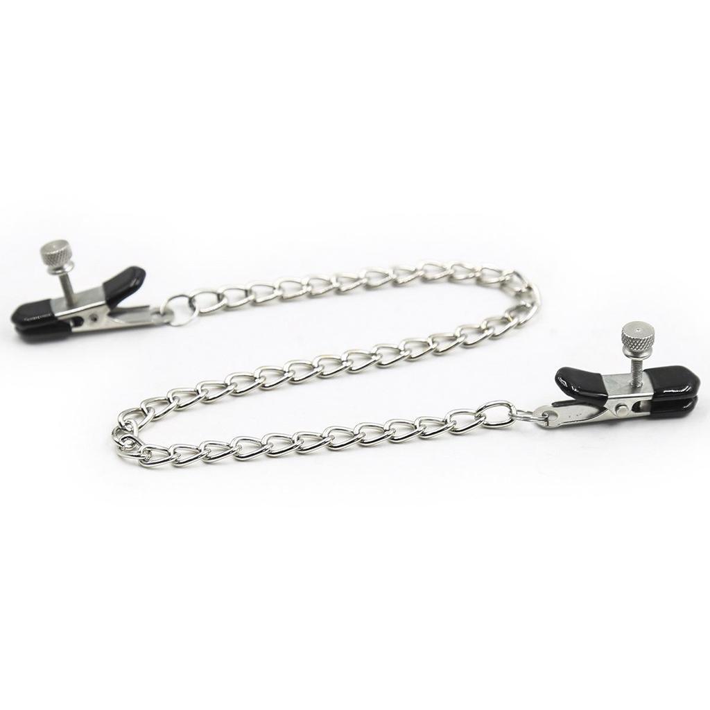 Silver Chain Nipple Clamps for Women - Erotic Female Masturbation Device without Bells