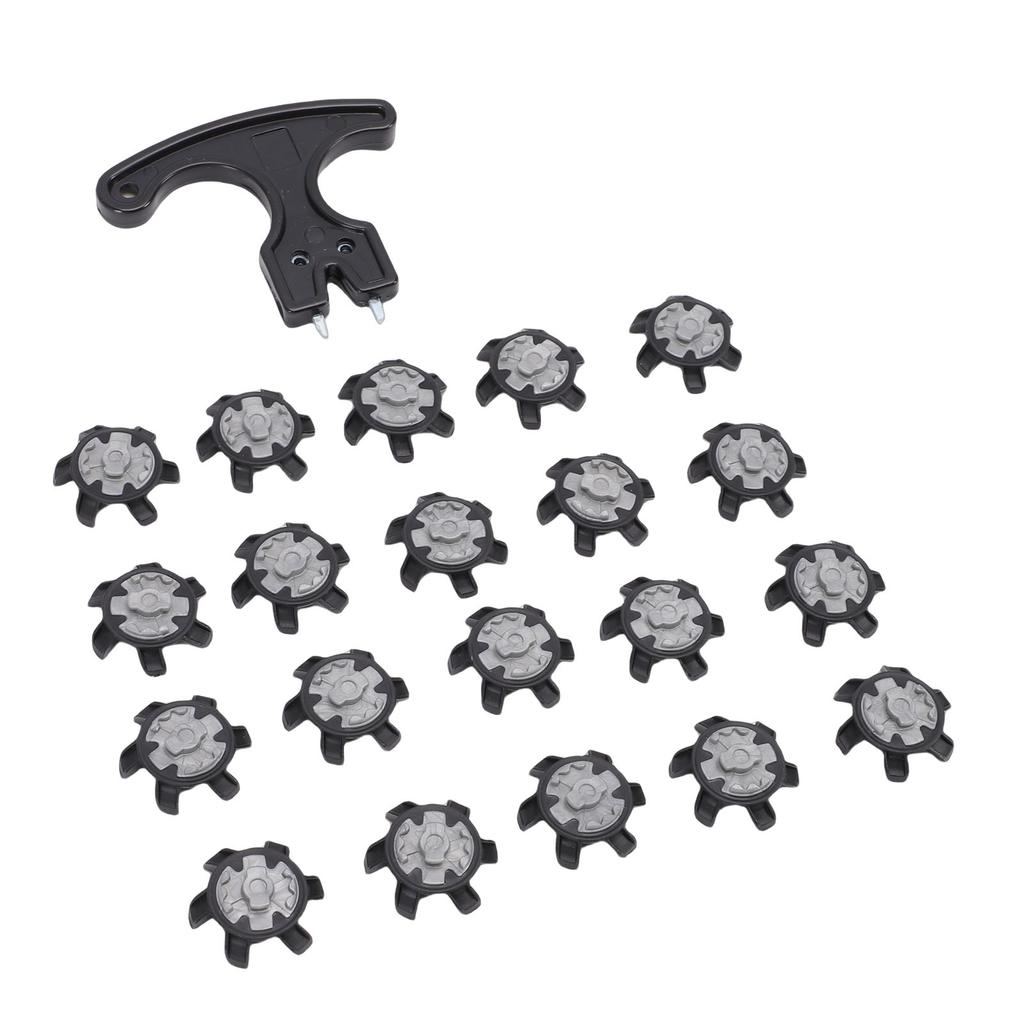 20PCS Replacement Shoe Cleats and 1 Removal Spanner Non Slip Shoe Spikes for Outdoor Use Black