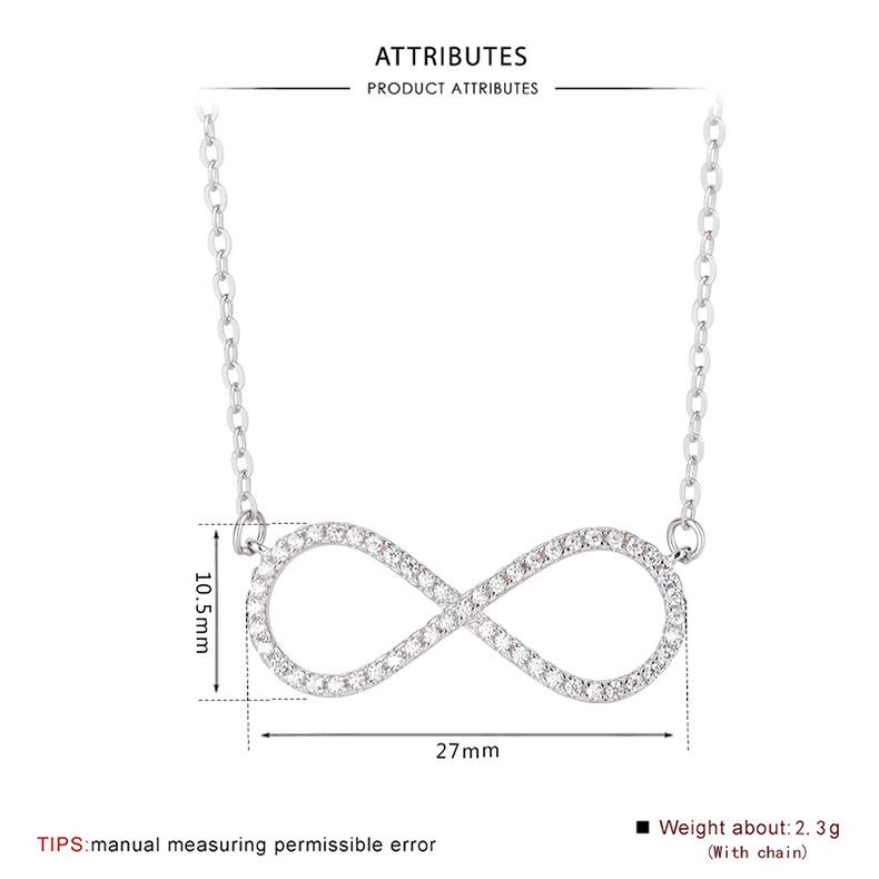 Elegant Sterling Silver Pink Infinity Necklace with European & American Style