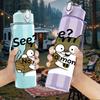 1PC See I'm Not Lying Cat Print 750ml Color Plastic Sports Water Bottle Leakproof Flip Straw Lid Suitable for Sports Office Home Use