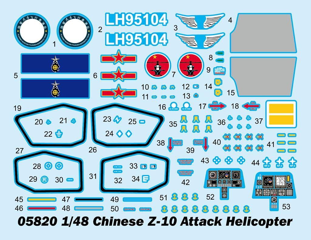 Trumpeter China Liberation Army Attack Helicopter Plastic Model 05820 1/48 People's Z-10