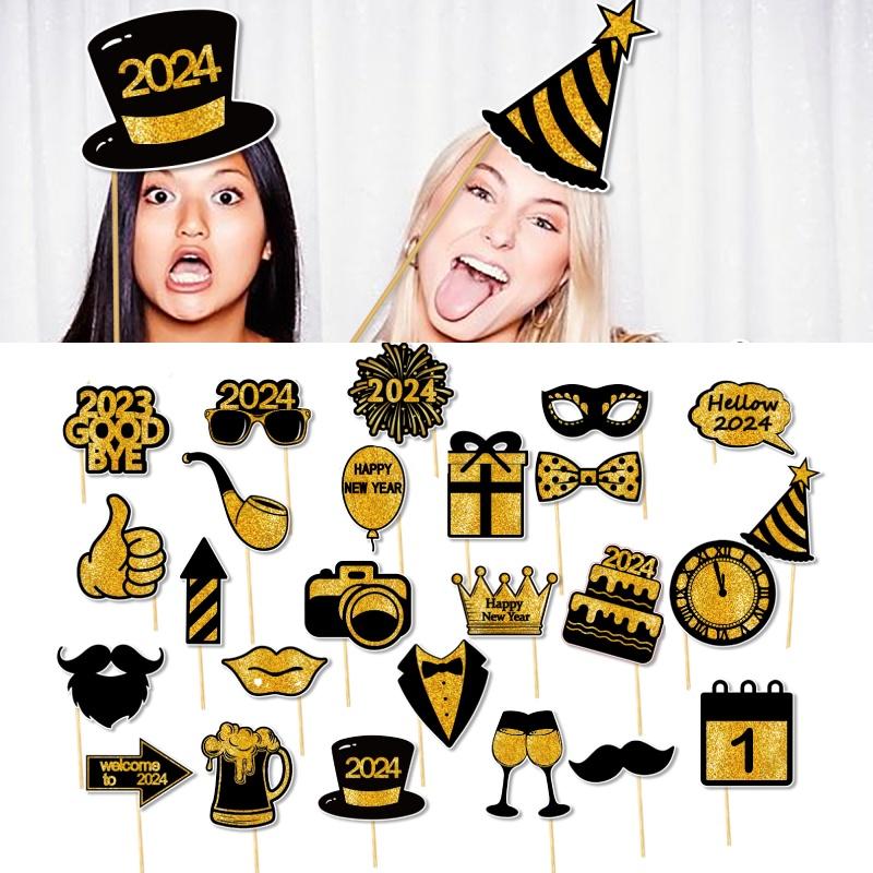 2024 Neujahrsparty Lustige Foto-Requisiten Großhandel Dekorative Fotozubehör