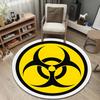 Round Floor Mat Biohazard Warning Symbol Yellow Black Man Cave Decor