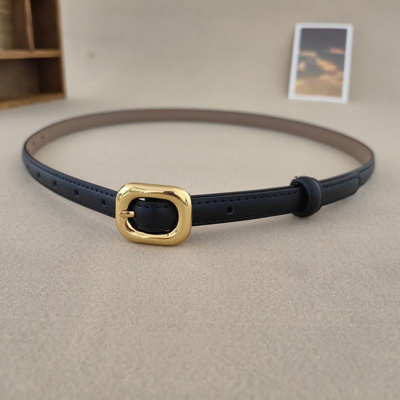 

Korean Minimalist Leather Belt For Women With Alloy Buckle And Elegant Design For Casual Wear чёрный
