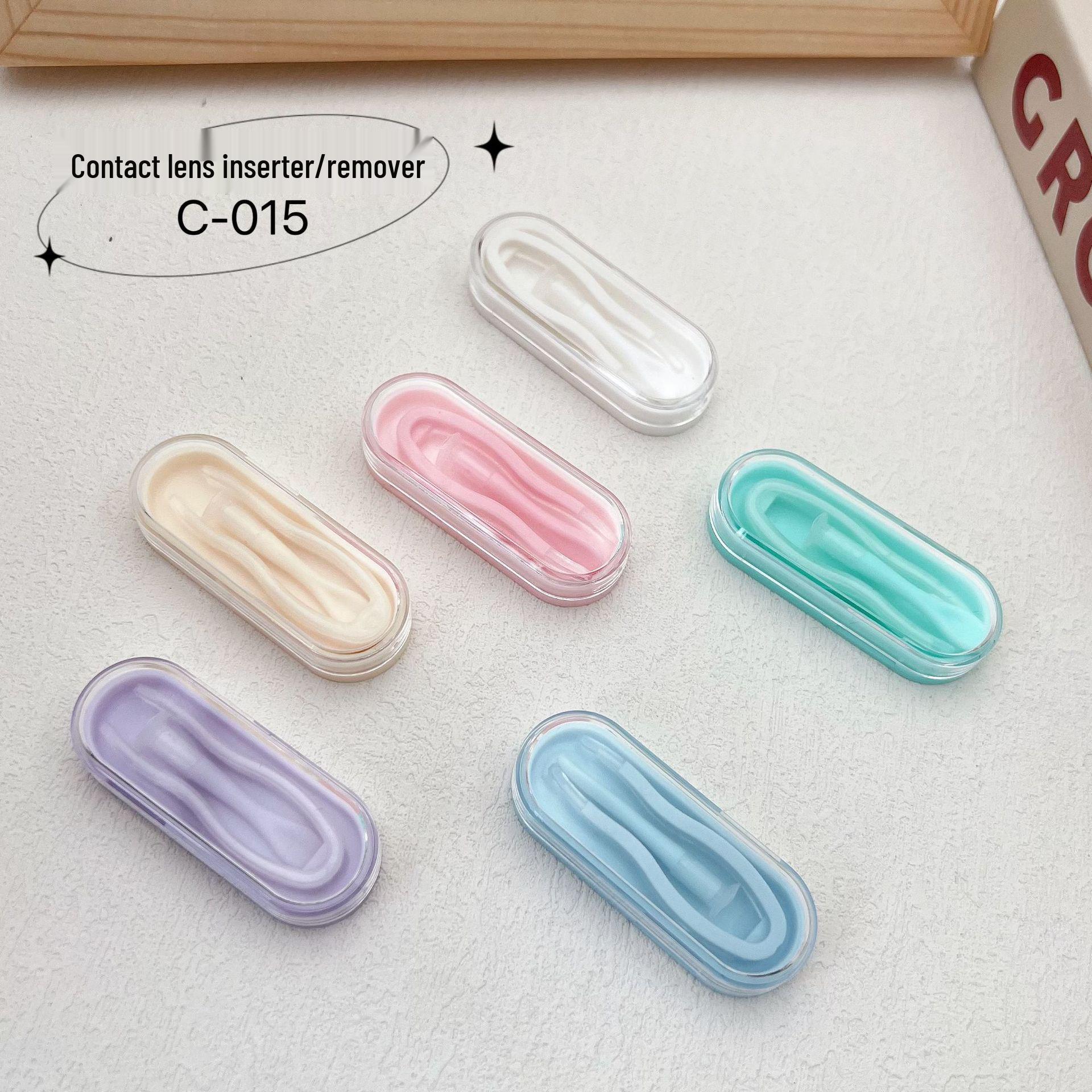 Compact Candy Color Contact Lens Case with Tweezers and Stick Set C015