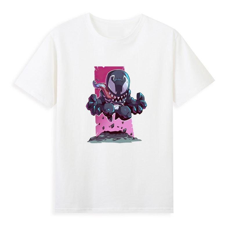 2026 Venom Marvel Peripherals Printed Childrens TShirt Roundneck Pure Cotton Family Clothing for Parents and Children