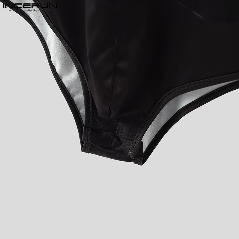 INCERUN Men's Sleeveless Letter Print Fitted Leotard Jumpsuits Underwear