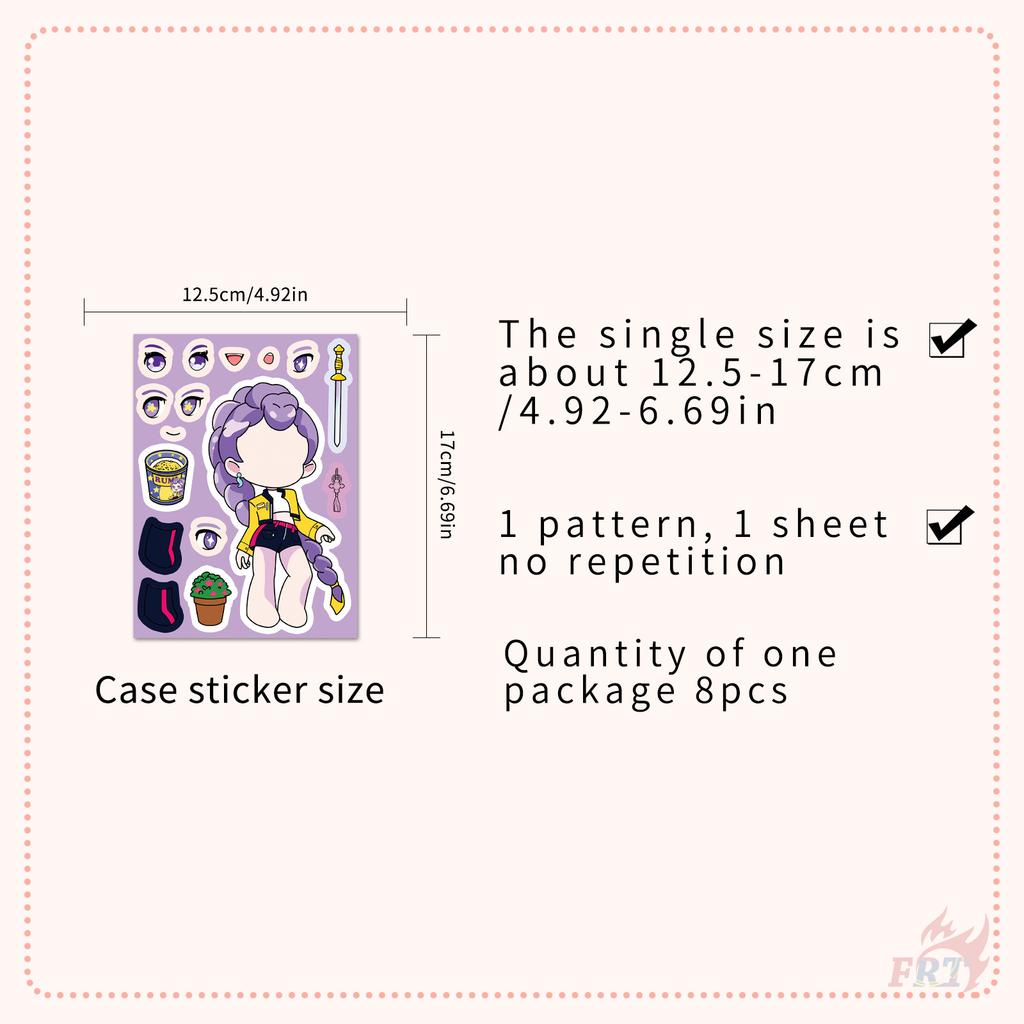 8Sheets/Set KPop Demon Hunters. Make A Face Series 02 Kids Funny Puzzle Stickers DIY Fashion Waterproof Doodle Decals Stickers