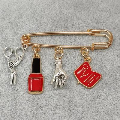Broche de Unha de Moda Joia Vintage Mini Nail Art Esmalte Tesoura Pin Broches