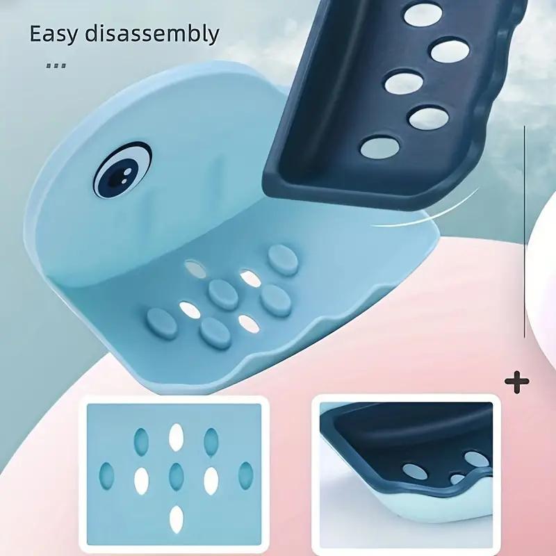 1pc Cute Whale Shaped Soap Box, Removable, Washable, Drainable Soap Rack, Bathroom Organizer, Wall Mount Decorative Soap Holder