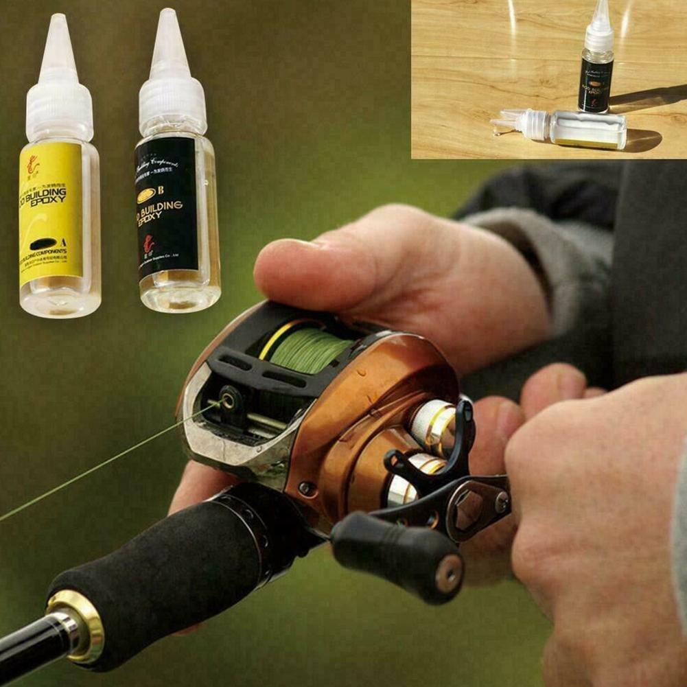 Epoxy Resin AB Glue for Fishing Rods, Transparent Glue with Twine & Fishing Rod Paint Accessories, Strong Adhesion No Crack