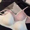 Leopard comfortable! Milk skin light and seamless underwear women's no steel ring gather to show small French leopard print Spice Girls ins bra