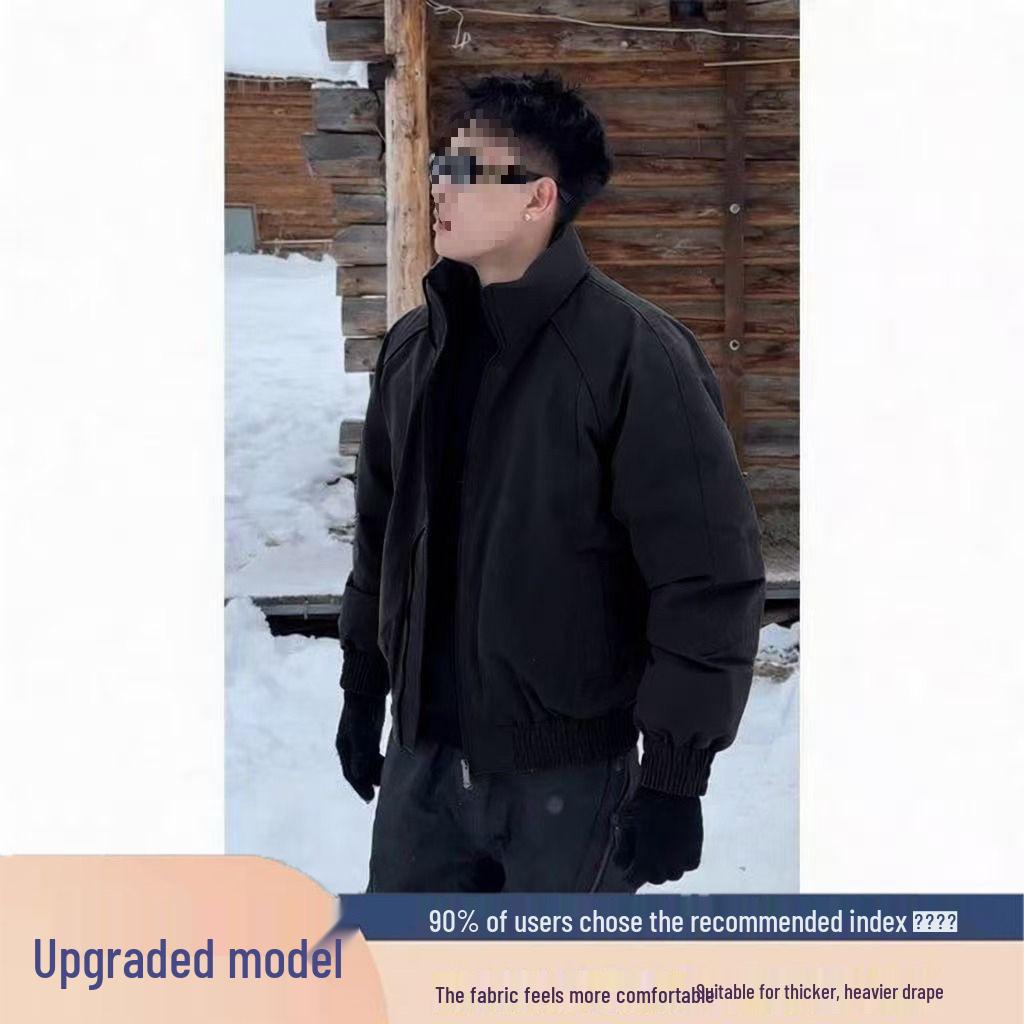 

Men s 2025 White Duck Down Stand Collar Winter Jacket - Thick, Warm, High-End Short Flight Workwear Outerwear M 90-120 lbs чорний