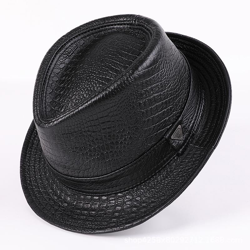 Pravá kůže s krokodýlím vzorem Jazz Hat pro muže - Britský styl, Podzim/Zima