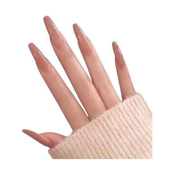 YINKE Nail Tips, 24 Pieces, Cute Nail Tips, Nail Supplies, Nail Tips, Simple, Stylish, Long, Japanese Style, Glossy, False Nails, Can be used for