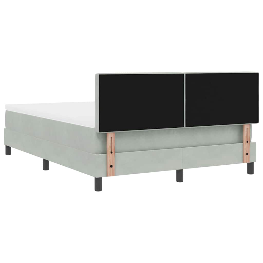 LED Box Spring Bed with Mattress Light Grey 140 x 200 cm Velvet