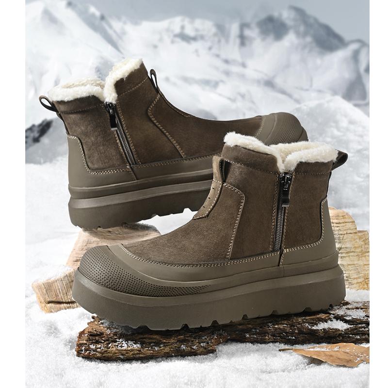 New Men's  Warm Cotton Shoe Men's Winter Slip-on Snow Boots Men for Work Ankle Boots Male Winter Thick Bottom Outdoor Casual Shoes