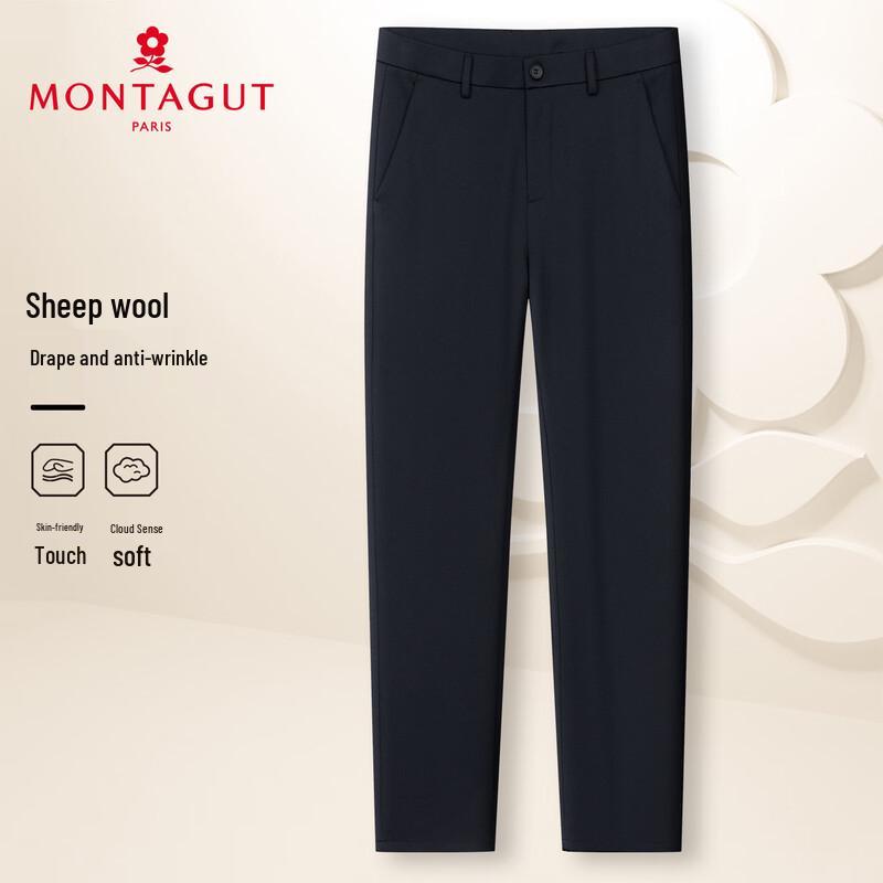 

MONTAGUT Men s Autumn Merino Wool Blend Straight Leg Casual Pants 38
