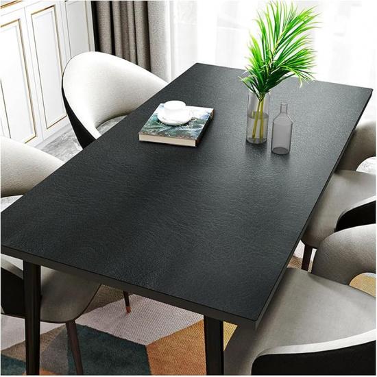 Rectangular Leather Table Cloth, Wipeable Tablecloth, Large Faux Leather Dinner Table Protector Pad, Waterproof Oilproof Heat Resistant Vinyl Fitted