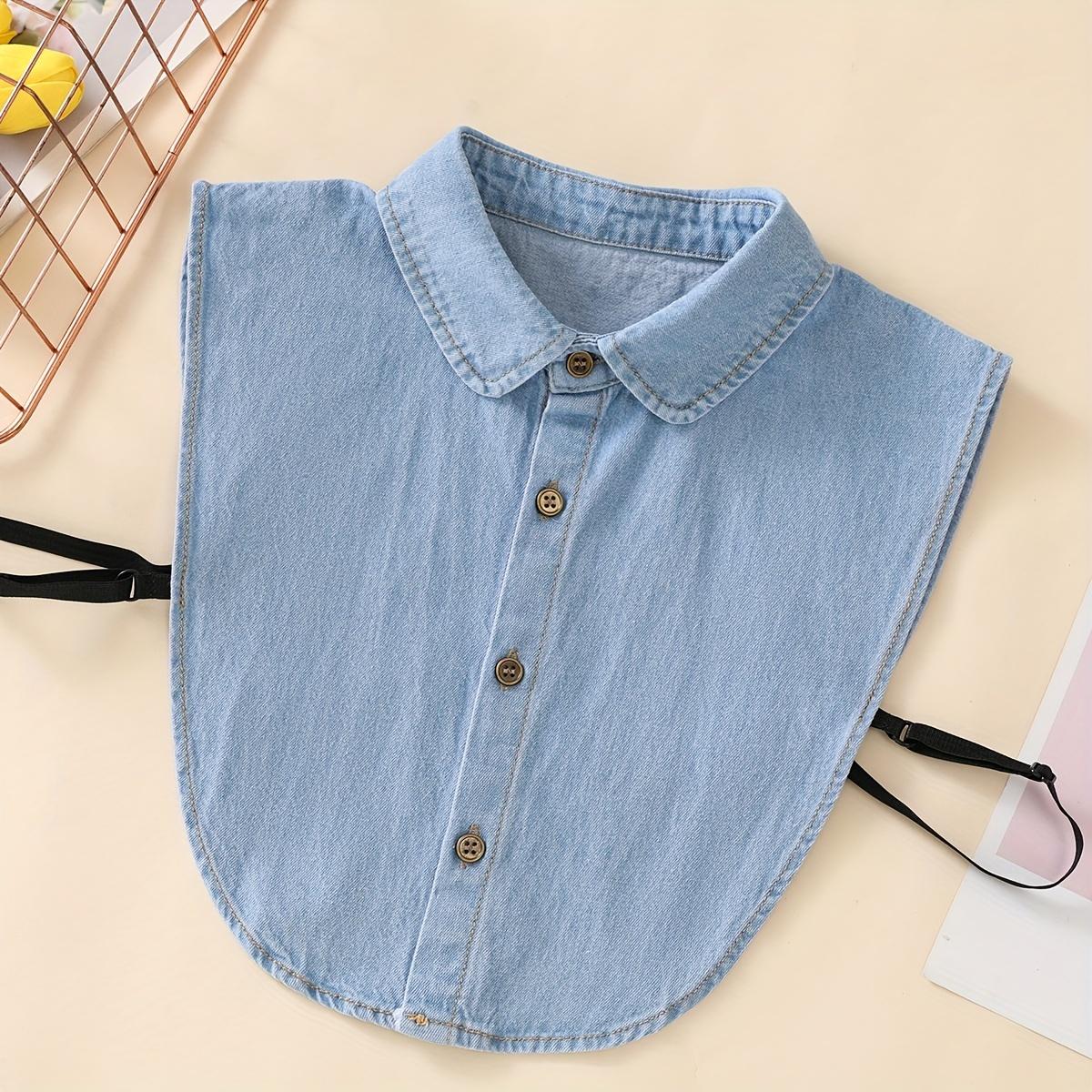 

Unisex Stylish Denim Fake Collar Simple Solid Color Half Shirt Dickey Collar Professional Matching False Collar небо синє кольору