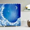 3D Night Starry Sky Moon Earth Shower Curtain Decor Curtain Space Universe Waterproof Belt Hooks Shower Curtains Douchegordijn
