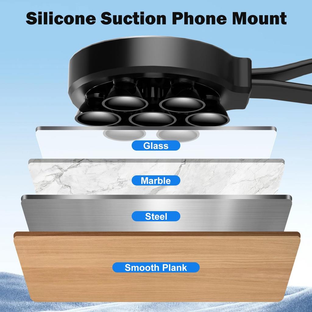 Silicone Suction Phone Case, Magnetic Suction Cup Phone Mount, Sticky Phone Suction Grip for Selfies and Videos, Hands-Free Mirror Shower Phone Stand