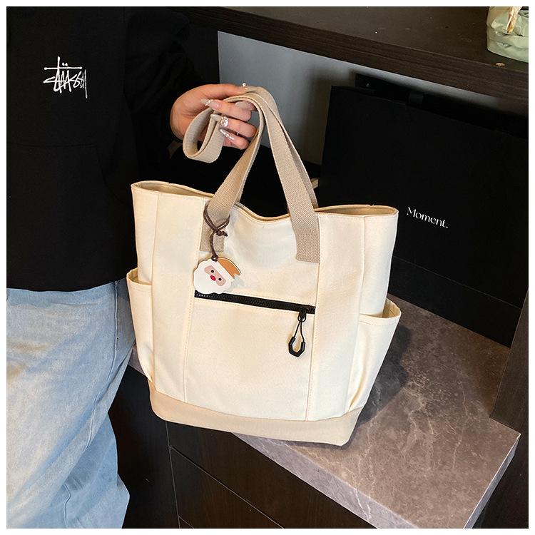 Women's Large Canvas Tote: College Style, Casual Shoulder Bag with Ample Storage