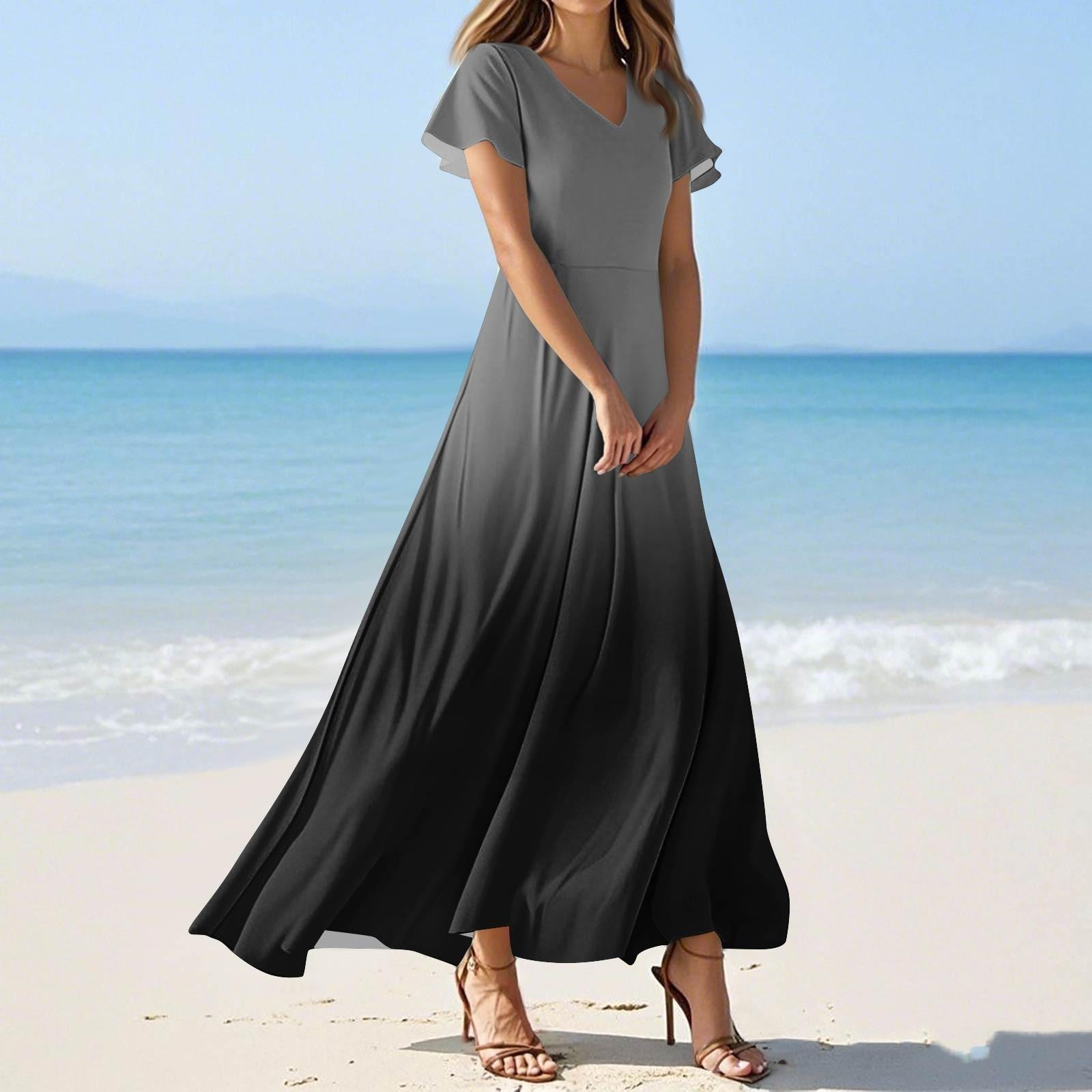 

Женские летние повседневные модные платья с принтом и короткими рукавами и V-образным вырезом S