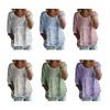 Damen T-Shirt Rundhalsausschnitt Halbe Ärmel Stickerei Blumenmuster Lockerer Saum T-Shirt Einfarbige Falten Design Sommer Oberteile