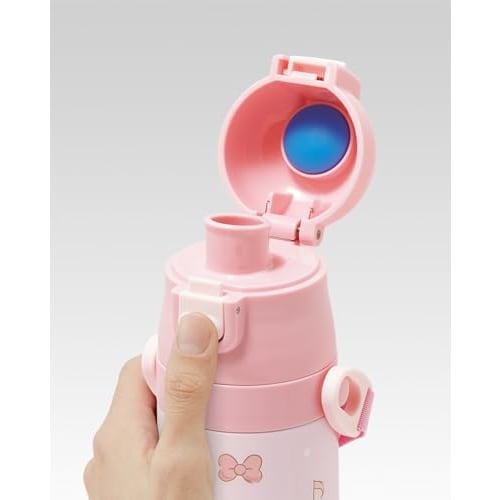 Skater Children's Water Bottle, 2-Way, 470ml (Direct Drinking) or 430ml (Cup Drinking), Sanrio My Melody Big Ribbon, Girls' Stainless Steel, Insulated