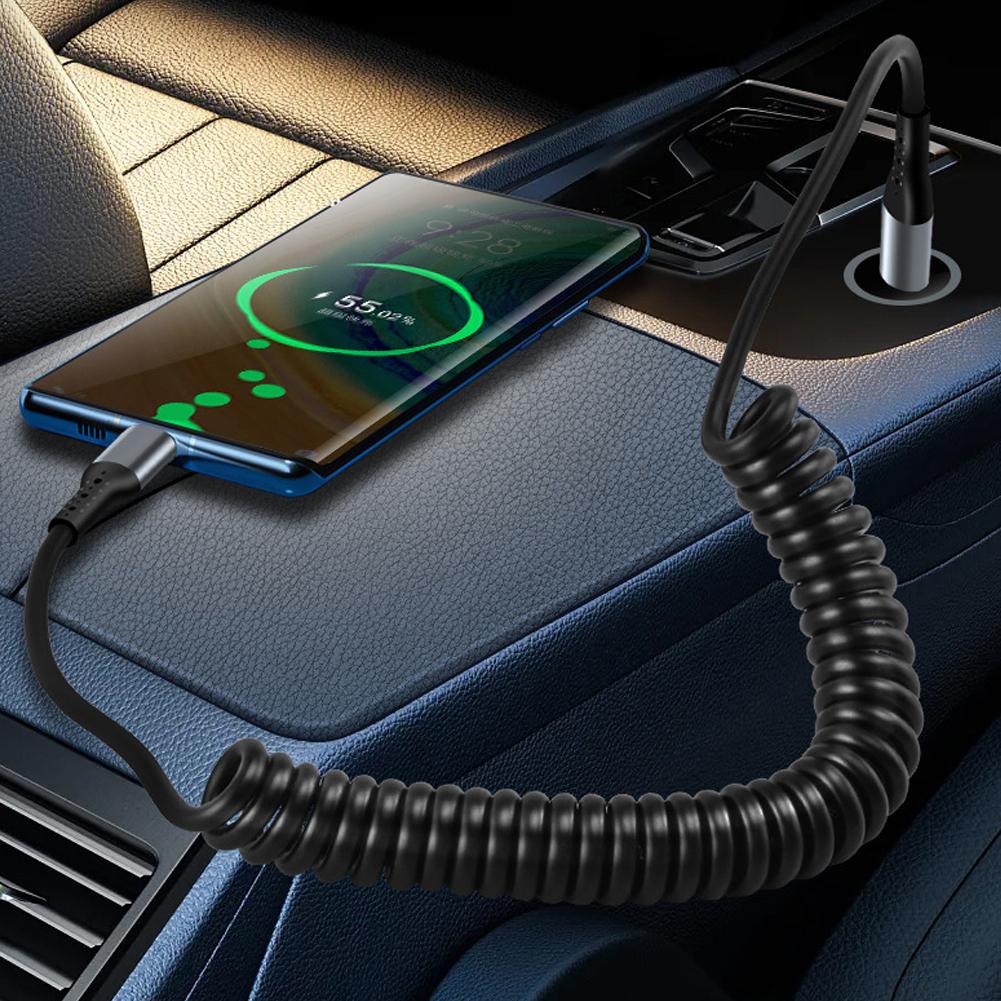 1/2PCS 100/27/66W Spring Short Data Cable 6A Spring Data Cable Charger for Huawei/Xiaomi/Samsung for iPhone 15/14/13/12