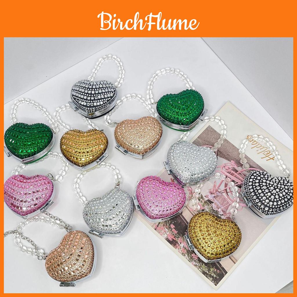 Acrylic Mini Heartshaped Box Bag With Sparkling Crystals And Magnetic Closure For Daily Use