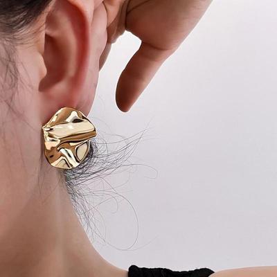 Vintage Irregular Geometric Uneven Round Stud Earrings for Women Fashion Smooth Copper Ball Shape Earrings Party Jewelry Gifts