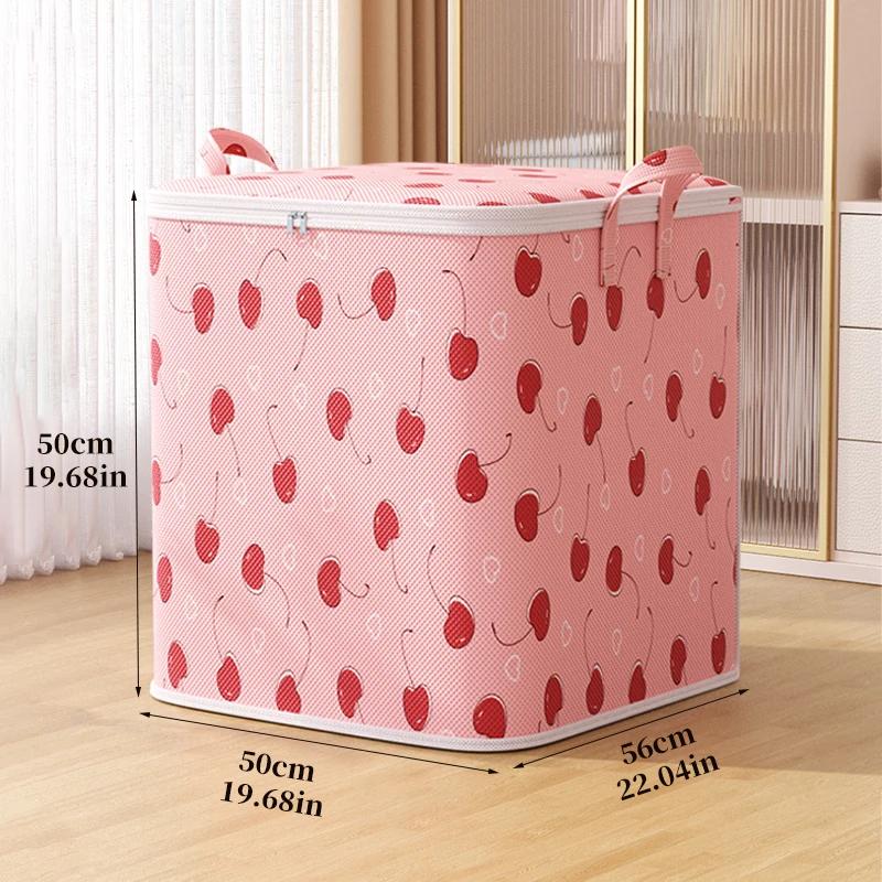 2pc Household Large Capacity Clothing Storage Bag Non-woven Material Wardrobe Organizer Quilt Storage Bag Clothing Storage Bag