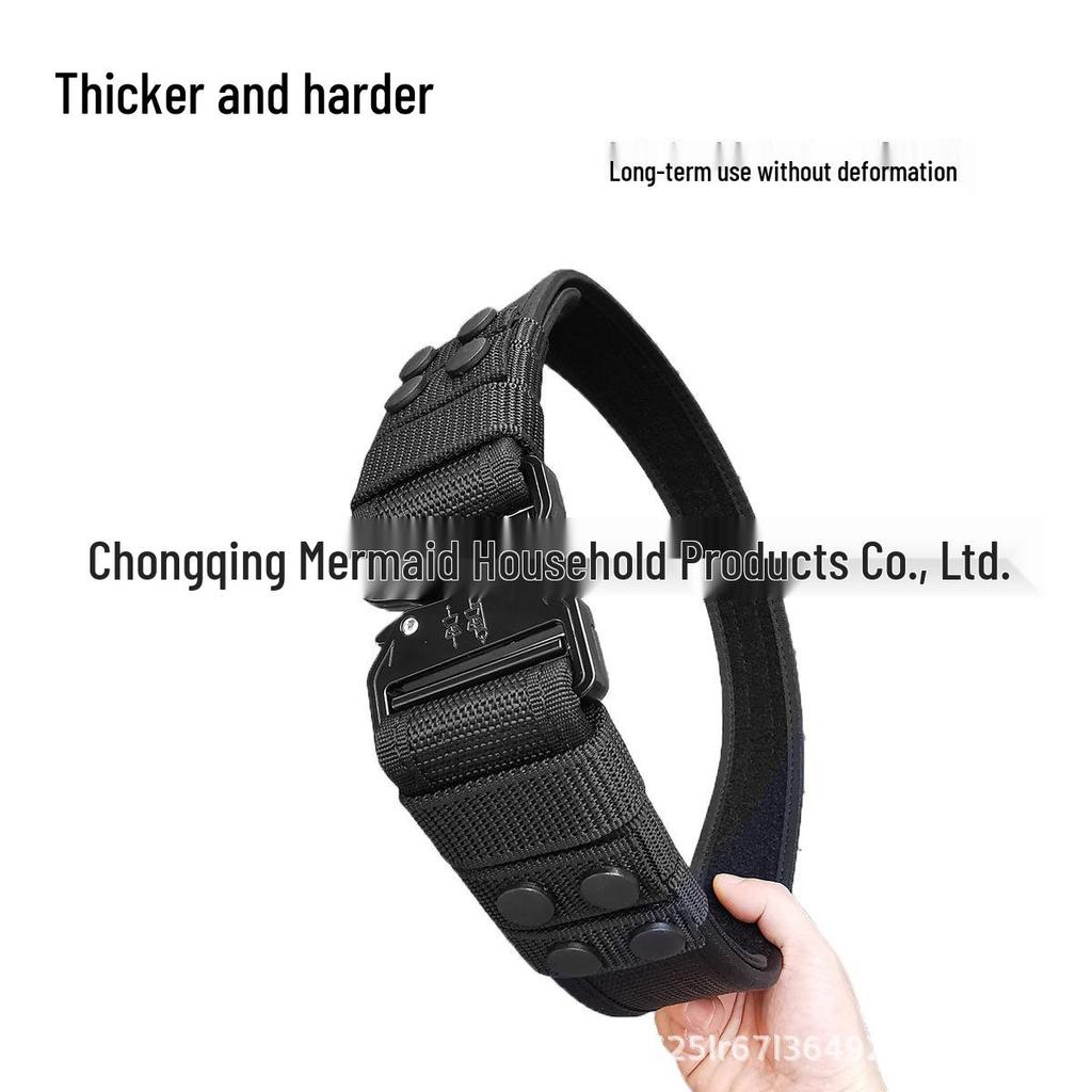 Men's Black Nylon Tactical Belt with Alloy Buckle - Braided for Security, Suitable for Outdoor Training and Duty Activities.