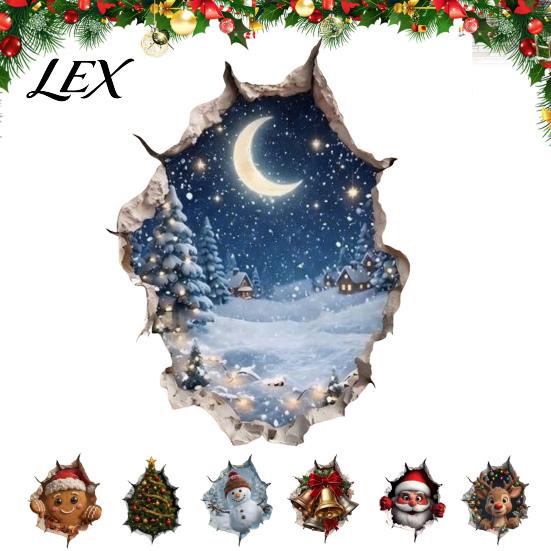 3D Holiday Wall Art Christmas Stickers, Decals for Living Room Bedroom And Party Decor Decor, Removable PVC Festive Home Entrance Classroom