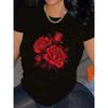 Elegant Beautiful Rose Print T-Shirt Women’s Summer Short Sleeved Round Neck Aesthetic Women T-Shirt Clothing