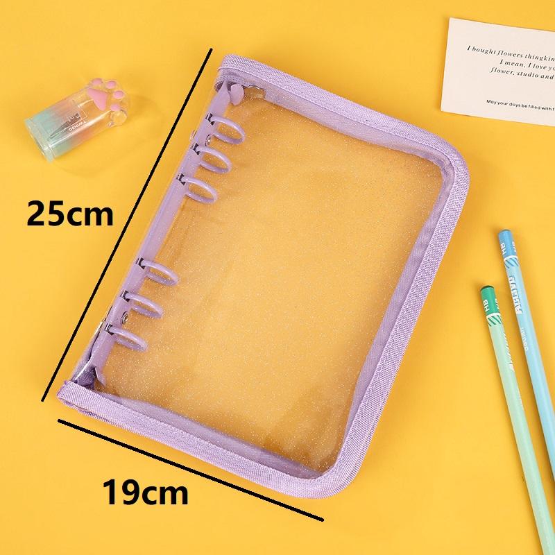 A5 Binder Cute Transparent Binder Notebook Filing Cabinet A5 Ring Pockets Leaf Filing Cabinet A5 Macaron Binder HYJ02