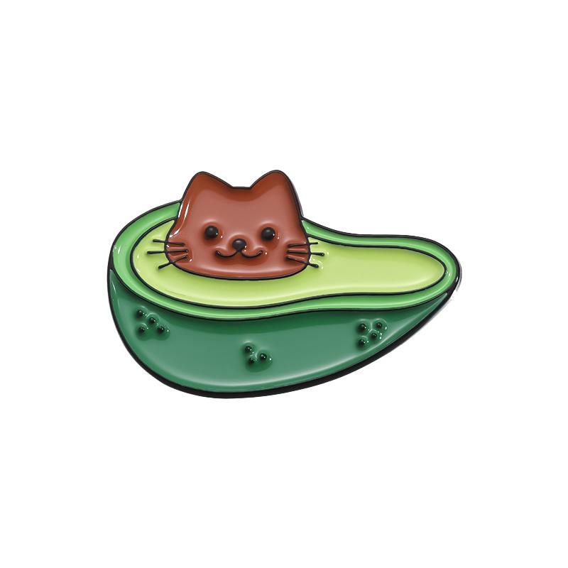 

Series Avocado Delightful Cat Astronaut Metal Pin Fun Heart Shaped Brooch For Casual Wear QHXZ413