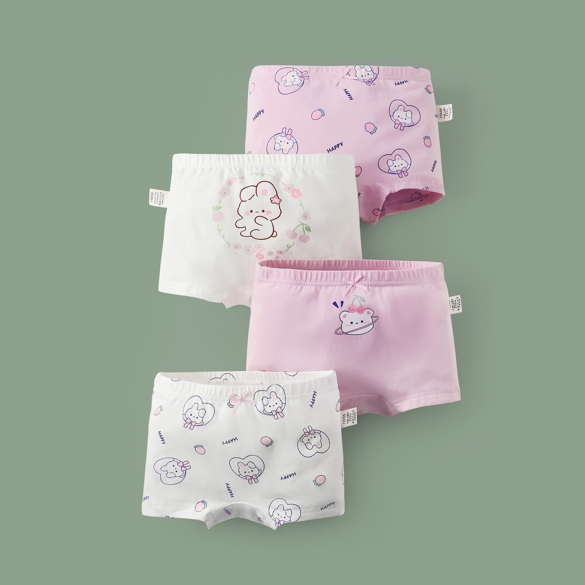 

Pure Cotton Cartoon Kids Boxer Briefs - Antibacterial Korean Style for Girls 130