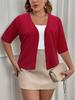 Plus Size Women's Elegant Four-Button Half-Sleeve Elastic Cardigan Jacket - 2025 Edition