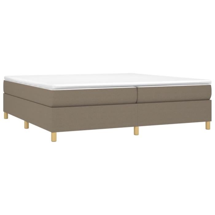 3144550 vidaXL Lit à sommier tapissier avec matelas Taupe 200x200 cm Tissu