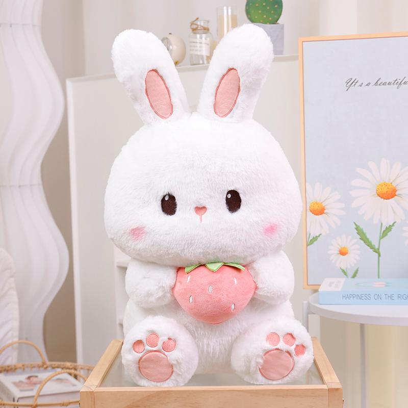 

Kawaii Rabbit Plush Pillow Cartoon Bunny Hold Carrot Strawberry Dolls Stuffed Soft Pillow Animal Cushion Birthday Christmas Gift 35cm