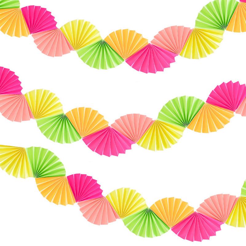 Birthday Party Fan-shaped Paper Decorations: Hanging Ornaments and Pull Flags